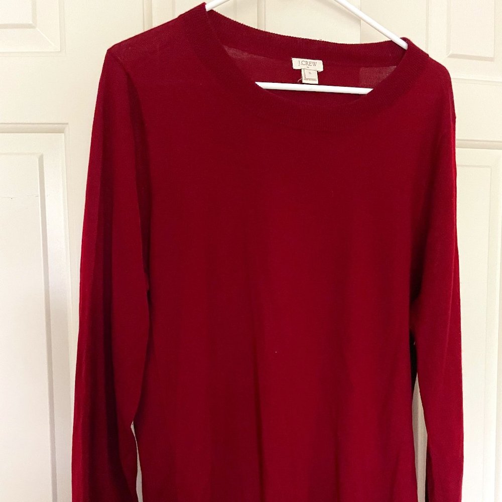 J. Crew XL Maroon Burgundy Red Merino Wool Crewneck Sweater
